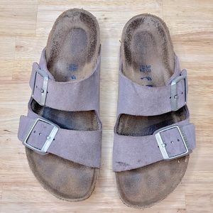 Purple suede Arizona Birkenstocks